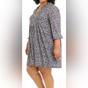 Wonderly 3/4 Sleeve Multicolor Floral Dress
